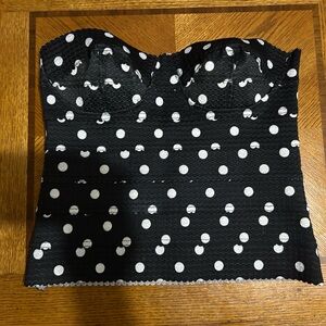black and white polka dot tube top